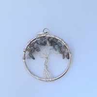 Kettinghanger Tree of Life Labradoriet Verzilverd